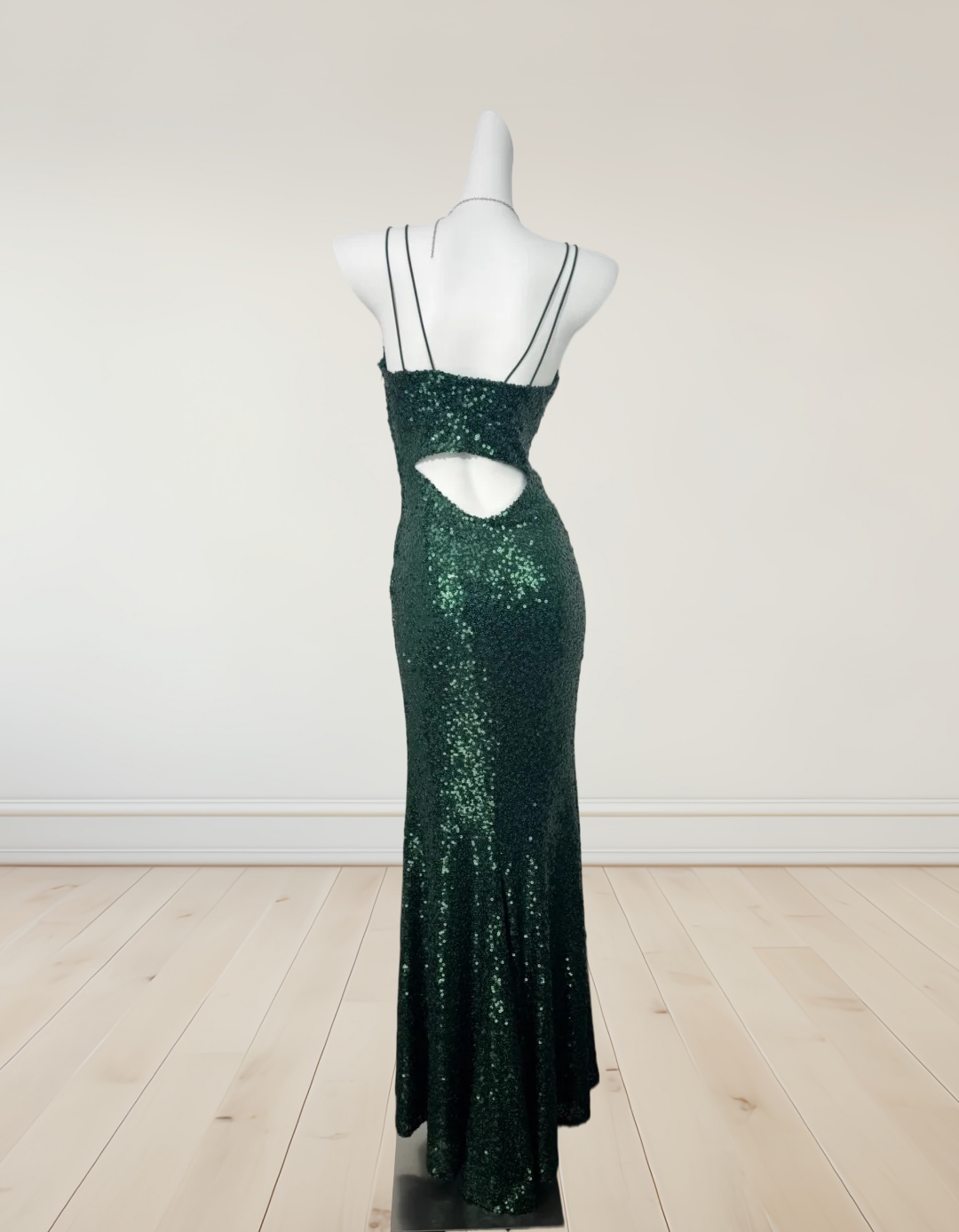 Emerald Green Sequin Formal Prom Dress With Slit  J10344
