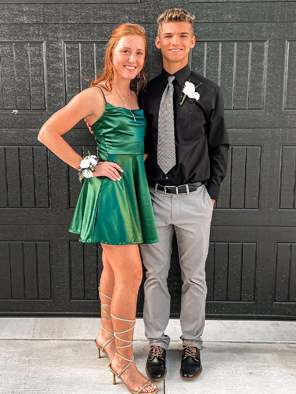A-Line Square Neck Short Homecoming Dress