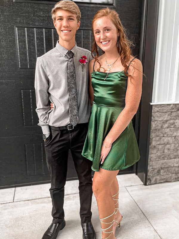 A-Line Square Neck Short Homecoming Dress - FashionDia