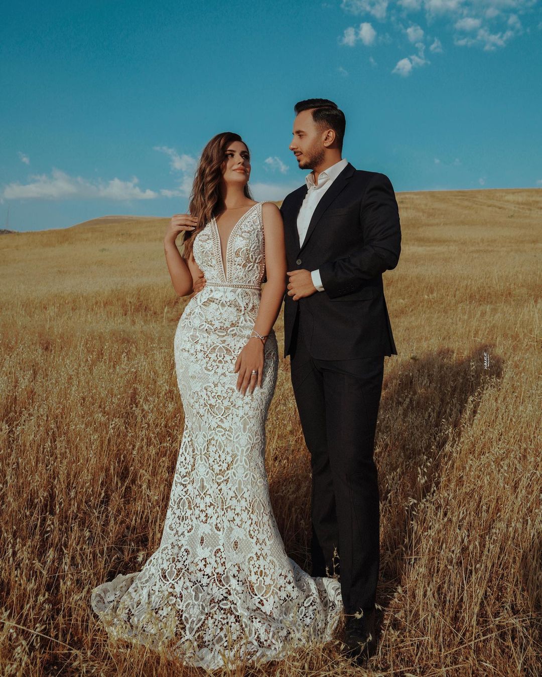 Eye-catching Ivory V Neck Lace See-Through Mermaid Beach Wedding Dresses