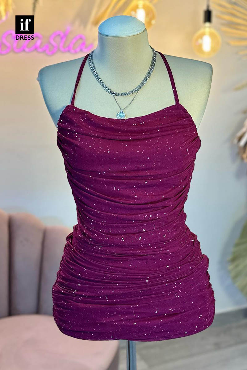 F1382 - Charming Spaghetti Straps Scoop Mini Cocktail Homecoming Graduation Dress