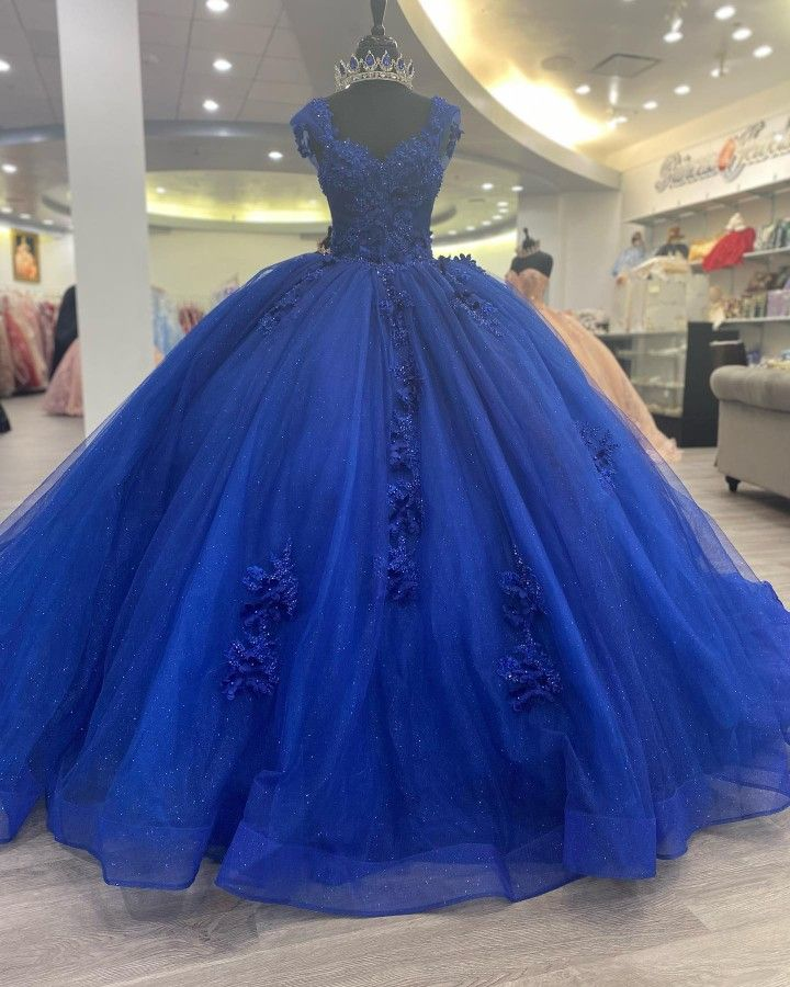 Royal Blue Appliques Tulle Ball Gown,Sweet 16 Dress,Princess Dress,Y2478 - View 2 | VelvetHem