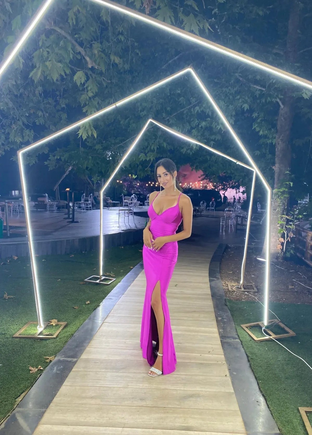 Hot Pink Mermaid Long Prom Dress Backless Evening Dress J7829