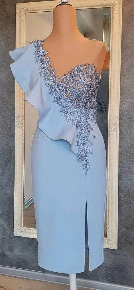 Blue Sheath Short Party Dress Blue Homecoming Dress (ZD11414)