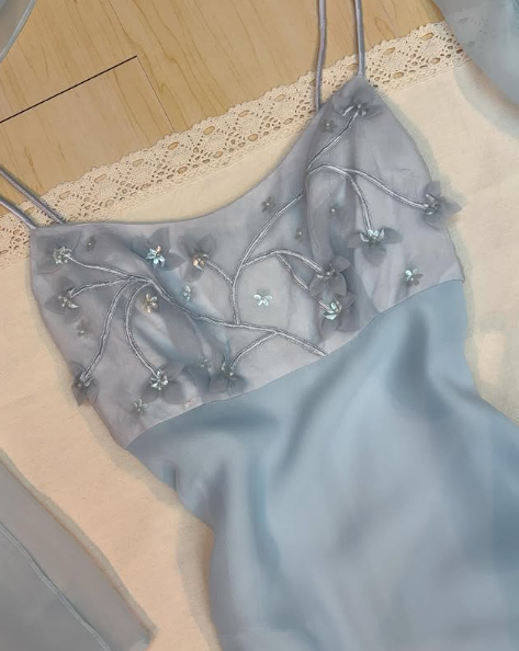 Elegant Pastel Blue Straps Chiffon Appliques Beaded Prom Evening Dress Y8142 - View 5 | VelvetHem