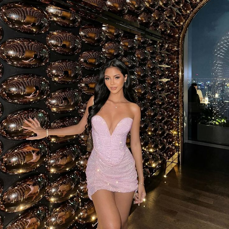 Gorgeous Pink Satin Beaded Sheath Short Birthday Outfits Sexy Homecoming Dress Cocktail Dress