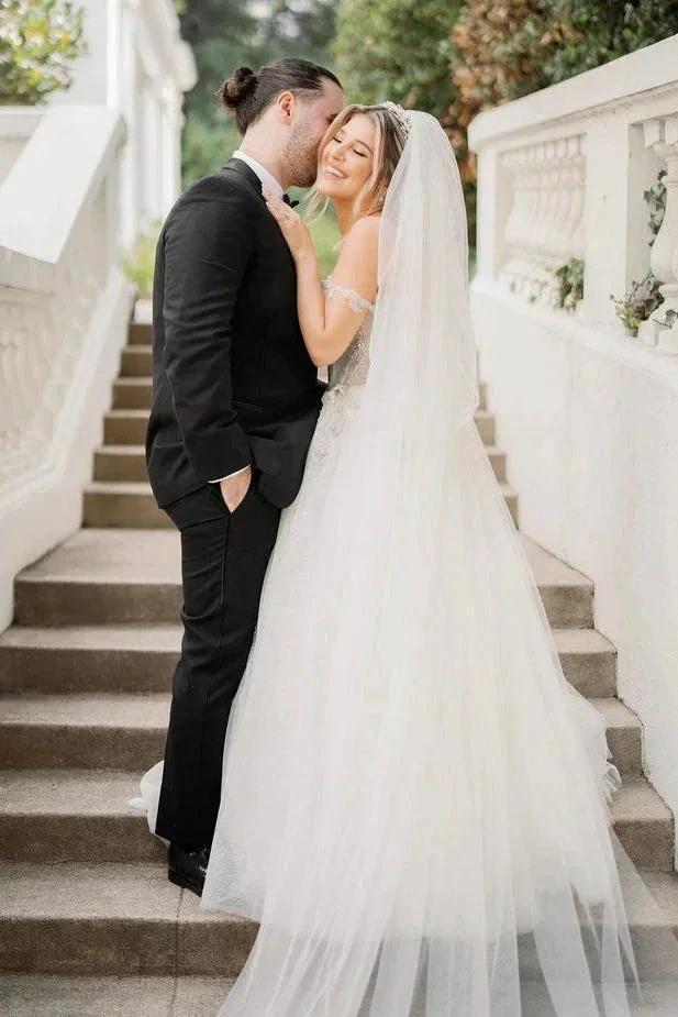 Fairy A Line Sweetheart Tulle Wedding Dresses with Beading (ZD16145)