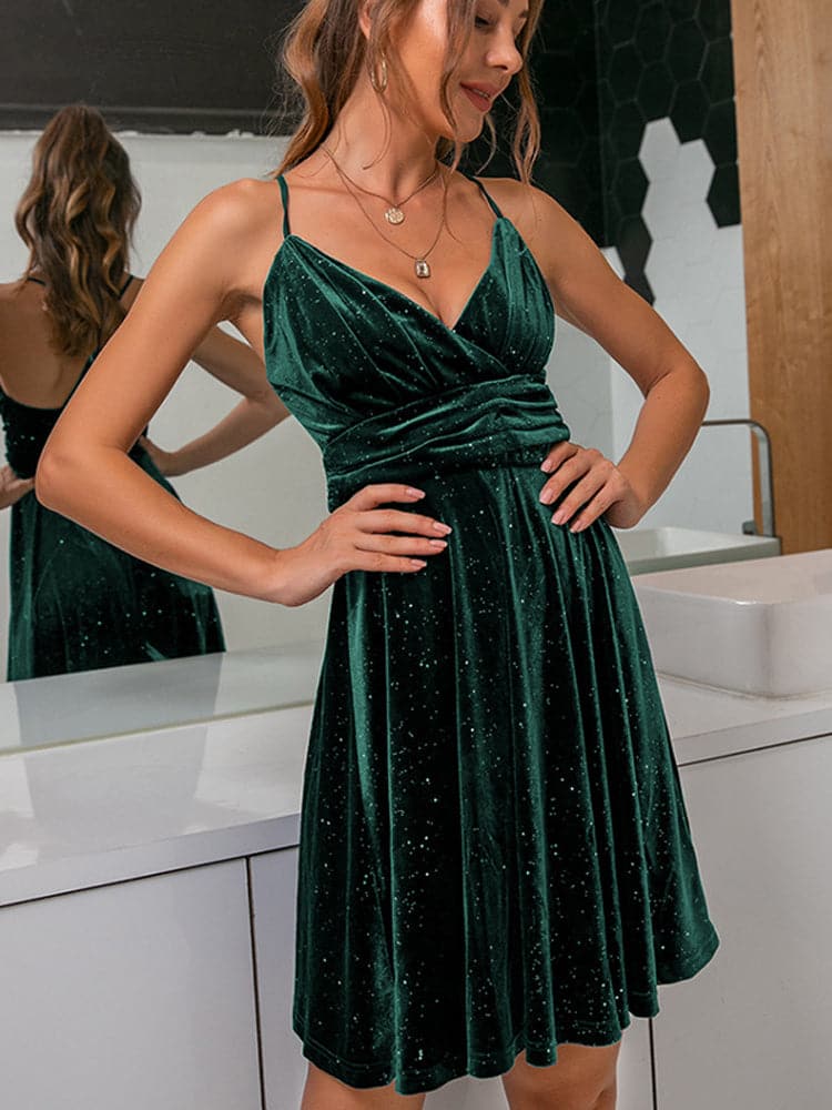 Fashion Women's Dress Summer VNeck Backless Sling Dress
