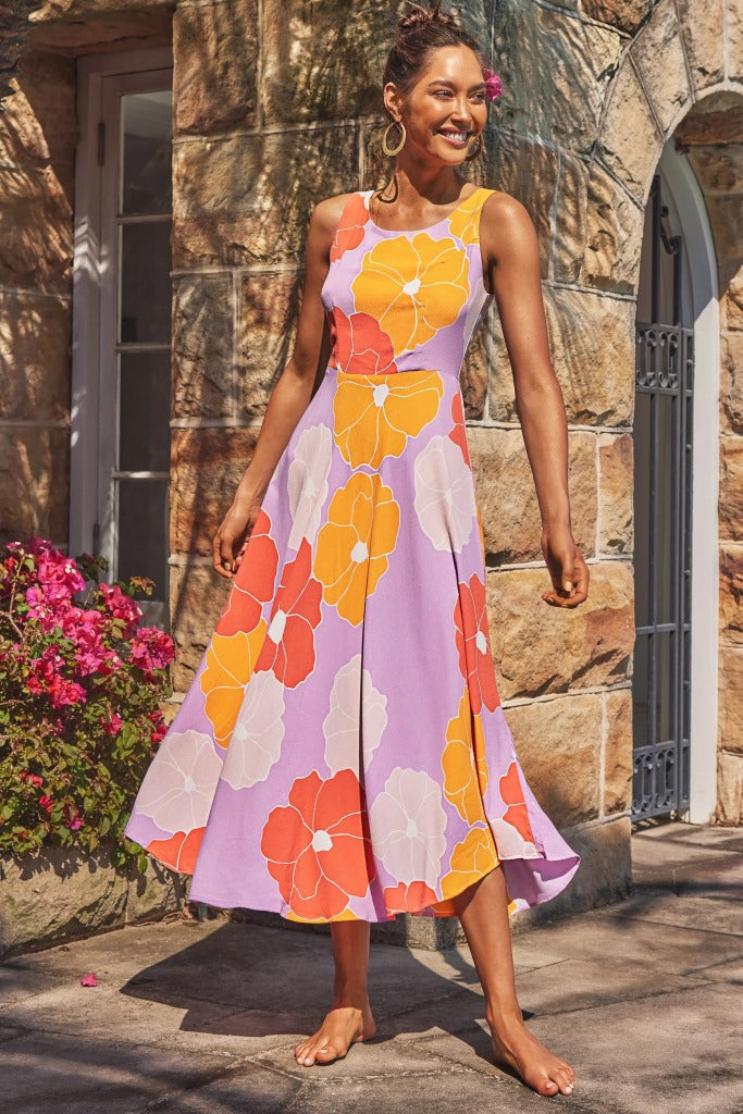Fashion Print Sleeveless Beach Maxi Dress - Fashionpara