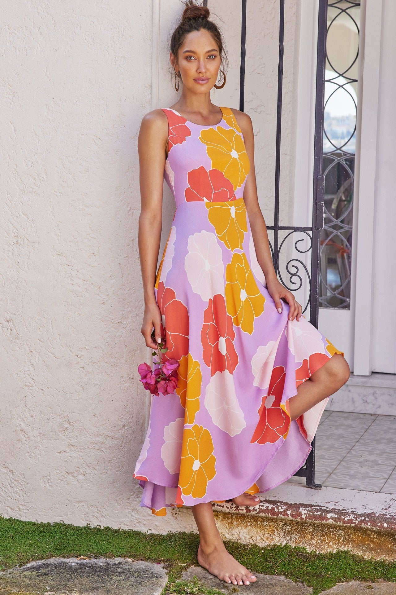 Fashion Print Sleeveless Beach Maxi Dress - Fashionpara