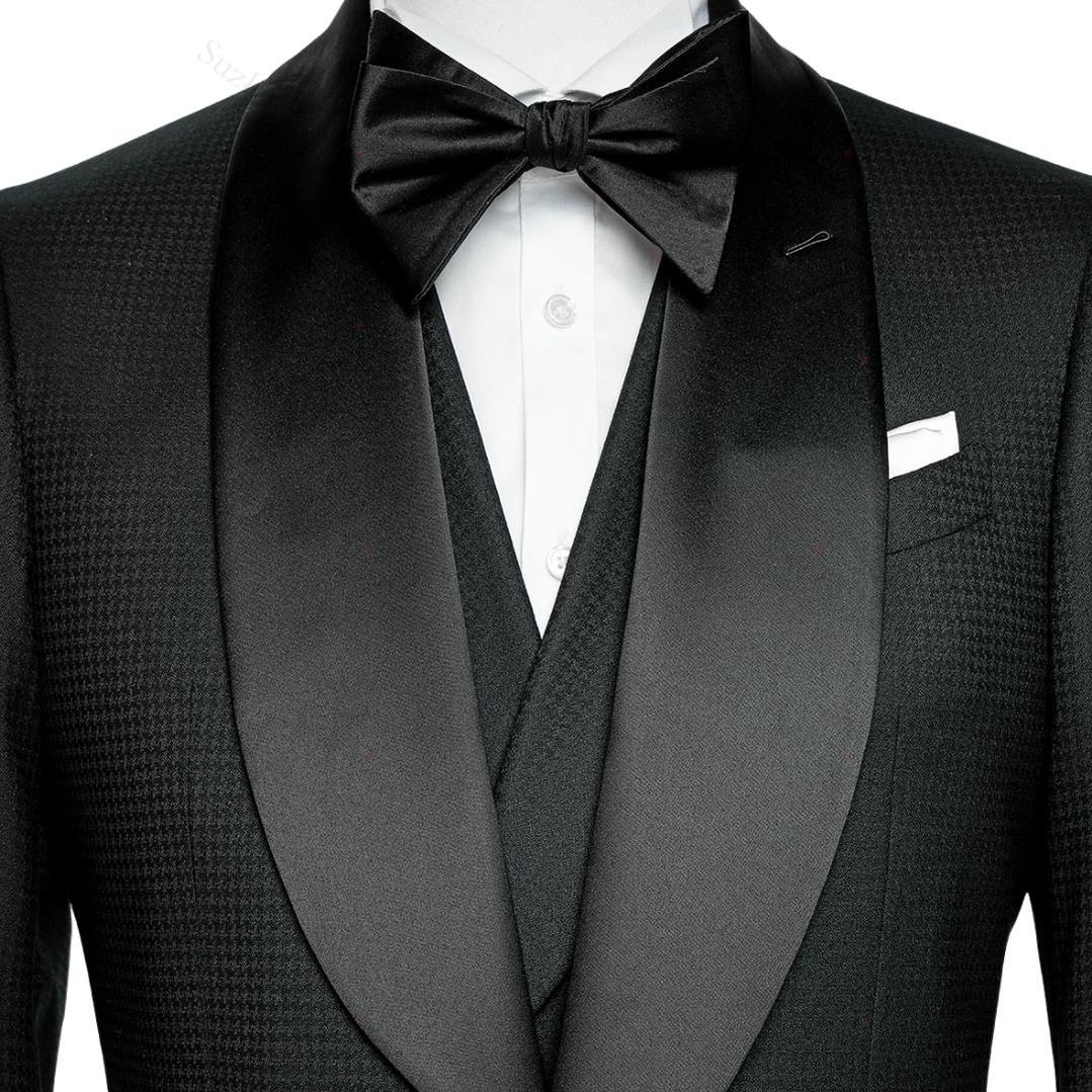 Formal Black Shawl Lapel 3 Piece Wedding Suit