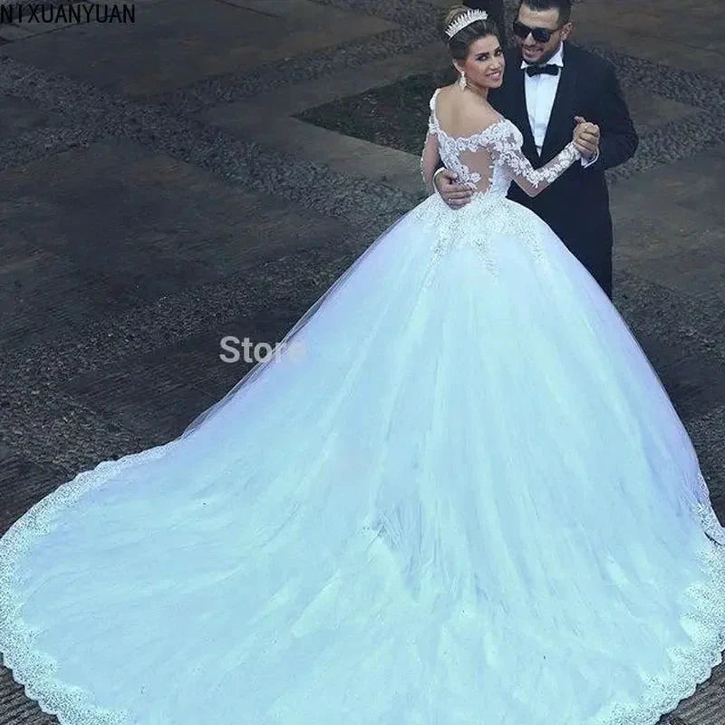 Formal Dresses Long Sleeve Wedding Dress Bridal Robe Ball Gown Special Occasion Dresses Bride Women Princess Trend Fairy (ZD13405)