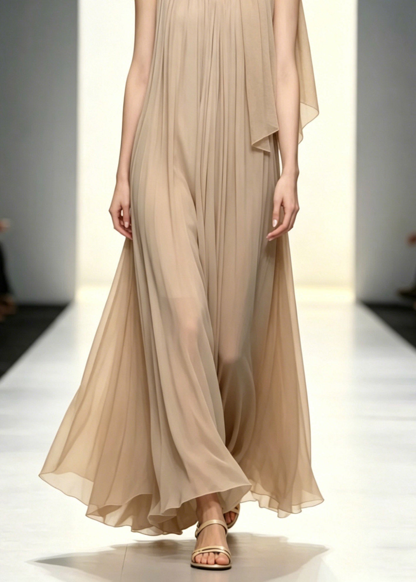 French Wrinkled Patchwork Vacation Long A Line Dresses Summer