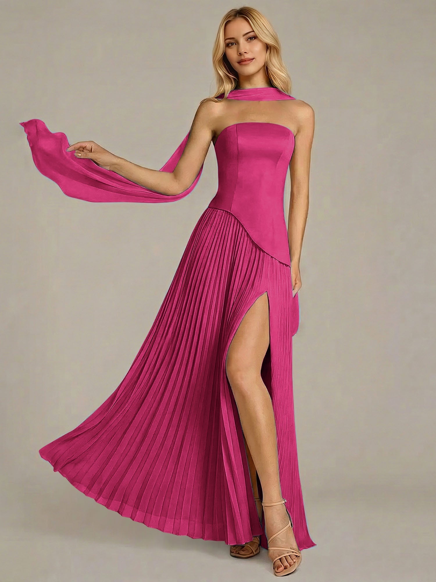 Navy A Line Satin Off The Shoulder Sleeveless Floor Length Dress