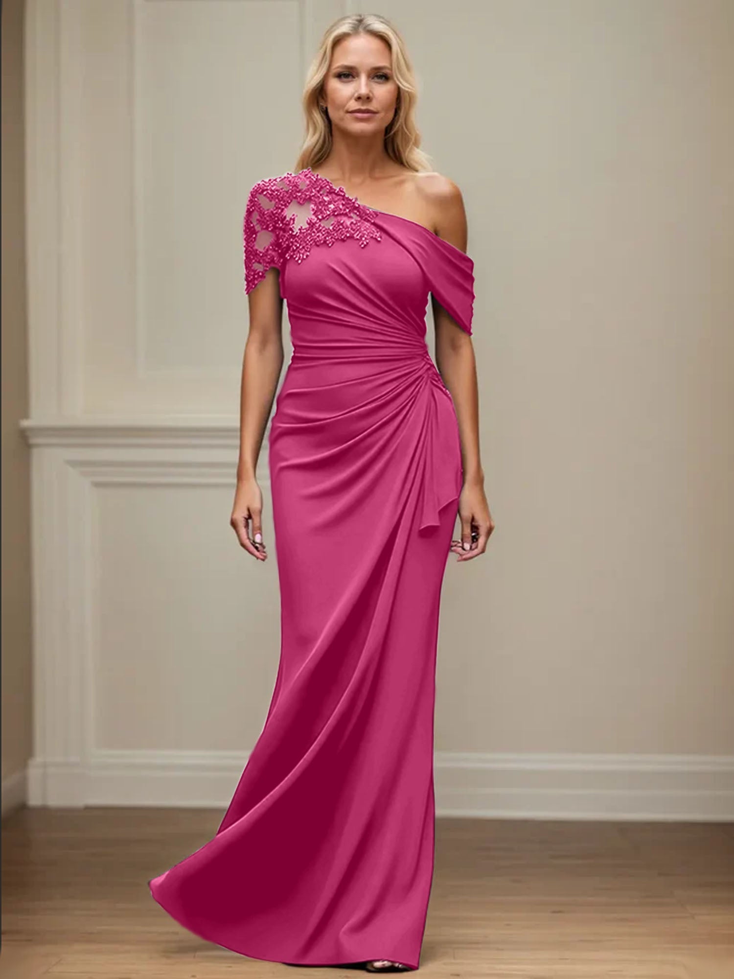 Trumpet/Mermaid Asymmetrical Mother of the Bride Dress with Appliques