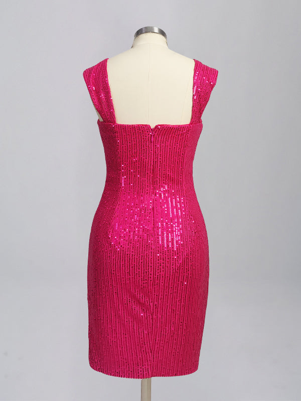 Bodycon Square Neck Short Homecoming Dress with Sequins
