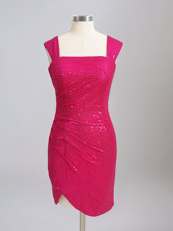 Bodycon Square Neck Short Homecoming Dress with Sequins - FashionDia