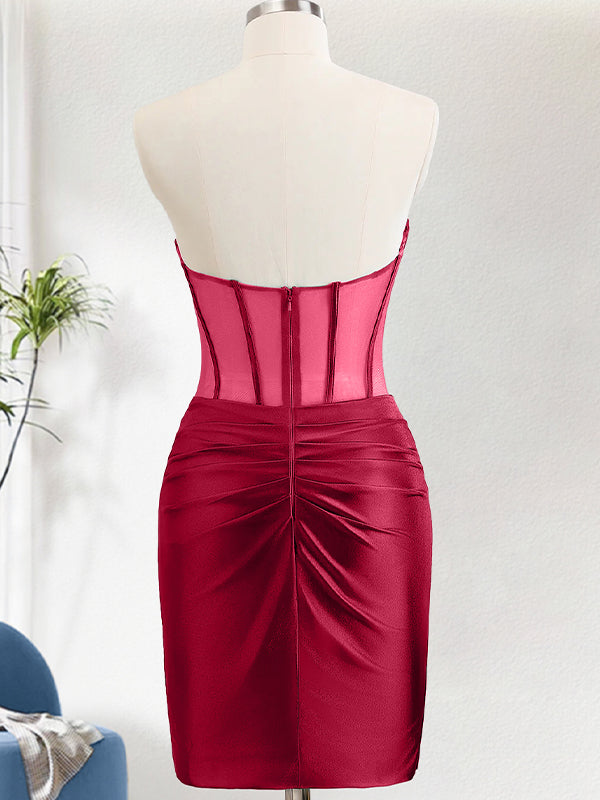 Fuchsia Bodycon Strapless Corset Short Homecoming Dress