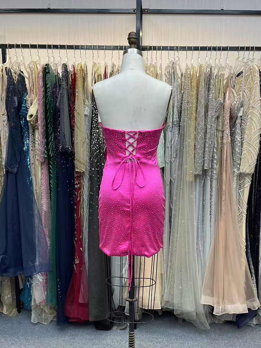 Bodycon Strapless Sweetheart Short Homecoming Dress with Keyholes