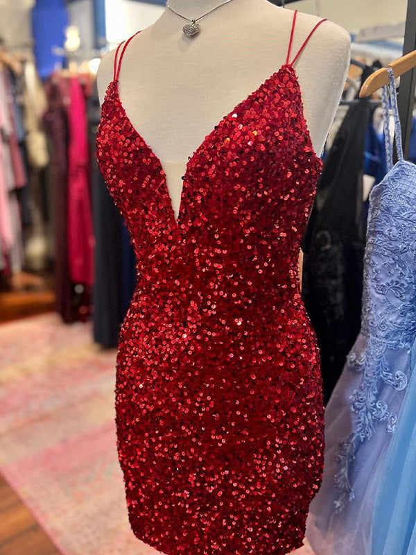 Corset Back Short Sequin Homecoming Dress