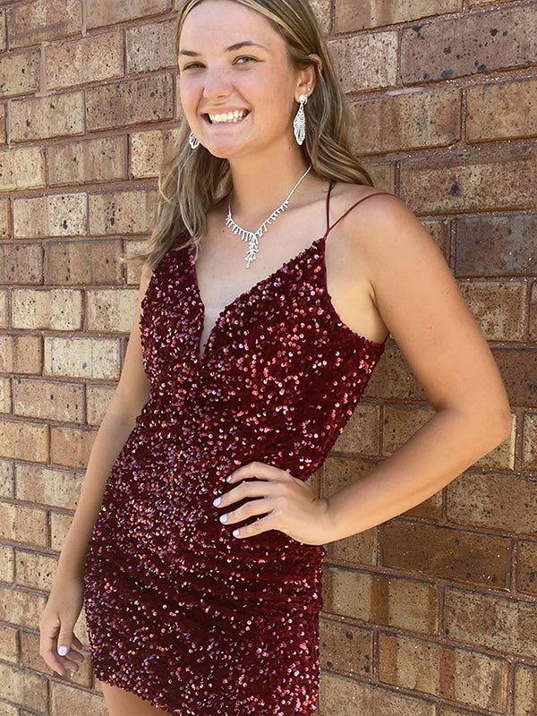 Corset Back Short Sequin Homecoming Dress