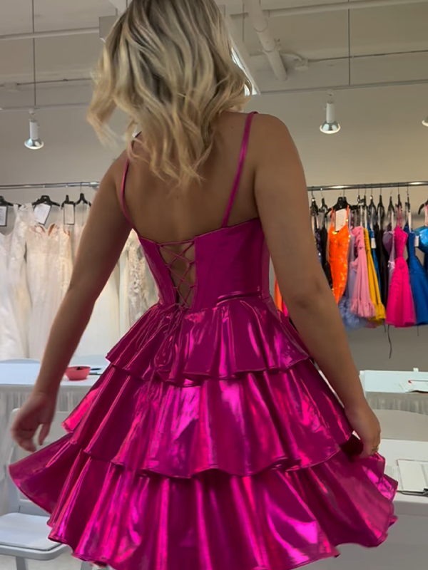 Metallic A-Line Sweetheart Short Corset Homecoming Dress