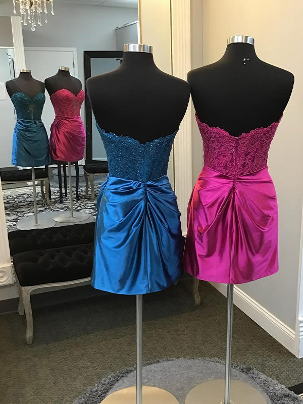 Sweetheart Appliques Ruched Tight Homecoming Dress