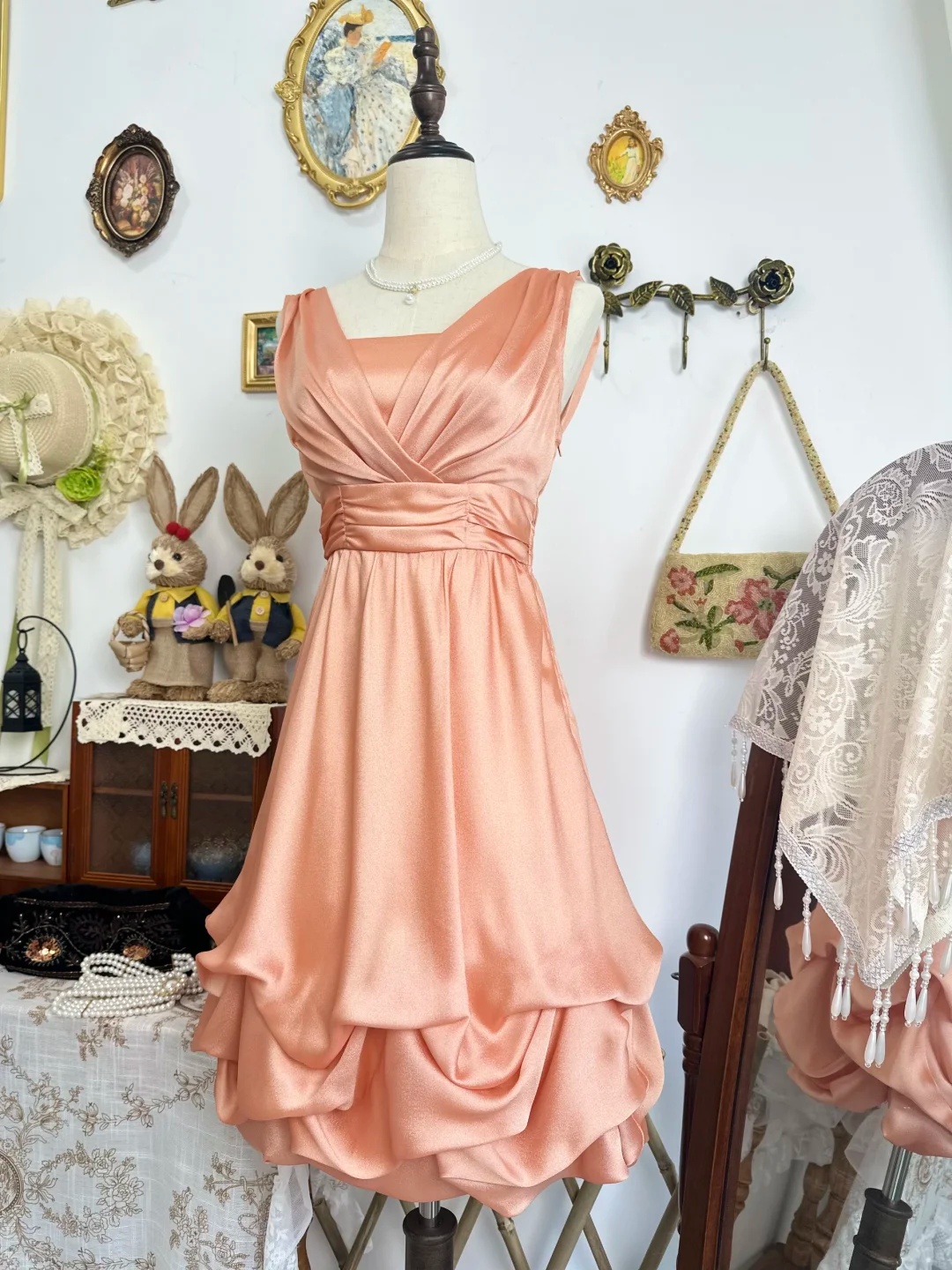 Simple Orange Satin Pleated Short Party Dress Formal Graduation Homecoming Dress