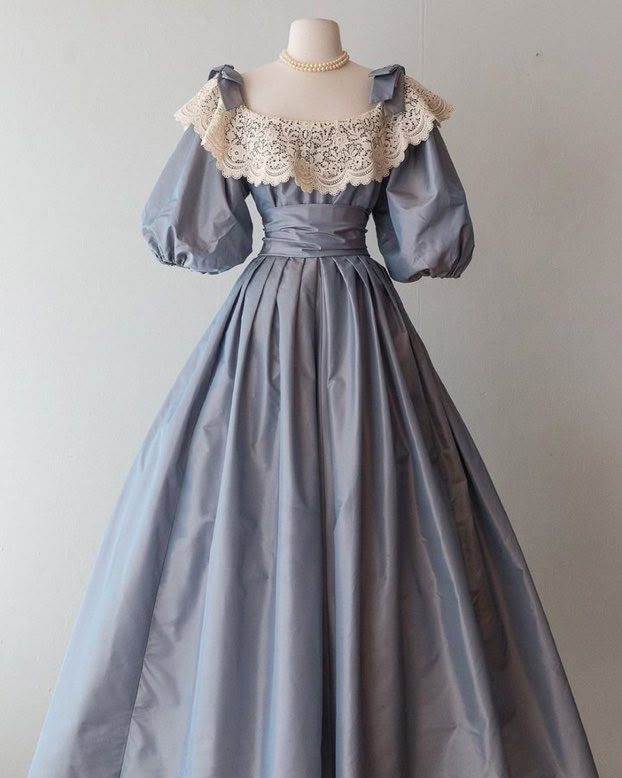 Cute Lace Satin A Line Party Evening Dress,Blue Prom Dress