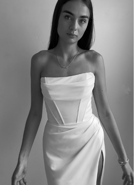 Classy White Strapless Slit Mermaid Evening Dress Long Prom Dress Y8417 - View 3 | VelvetHem