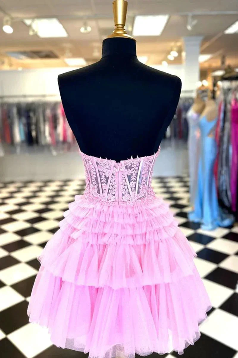 A Line Sweetheart Homecoming Dress with Ruffles (ZD11851)