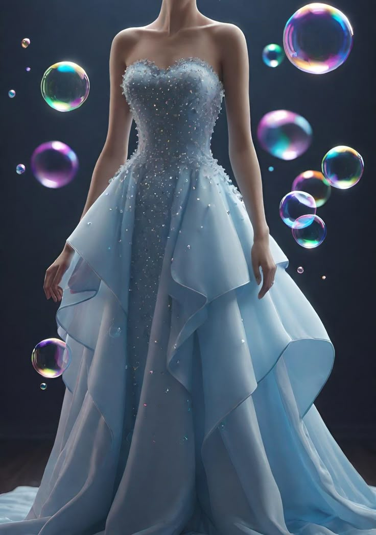 Blue Strapless Satin Chiffon Beaded Evening Dress,Formal Prom Dress Party Gown