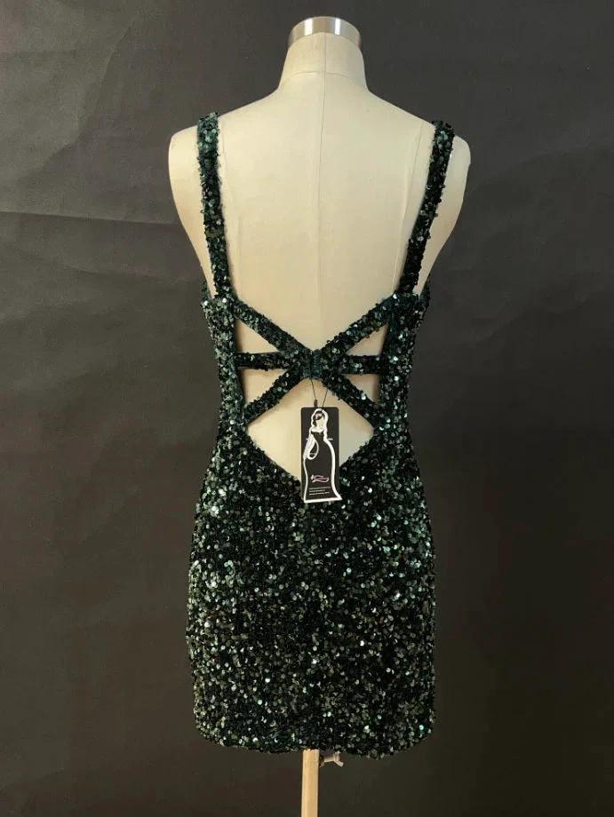 Glitter Lavender Sequined Homecoming Dress SYH28 by vivymakudress
