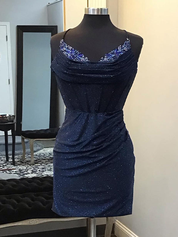 Glitter Bodycon Sweetheart Tight Short Homecoming Dress with Beadings