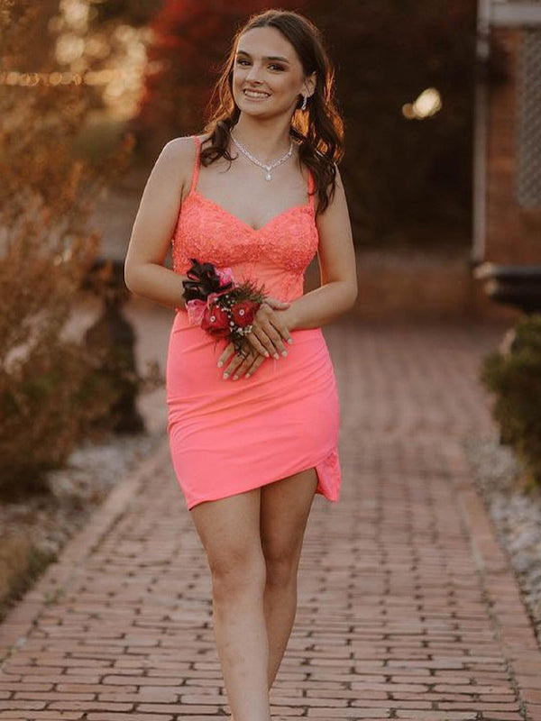 Glitter Corset Satin Asymmetrical Tight Short Homecoming Dress with Sequins