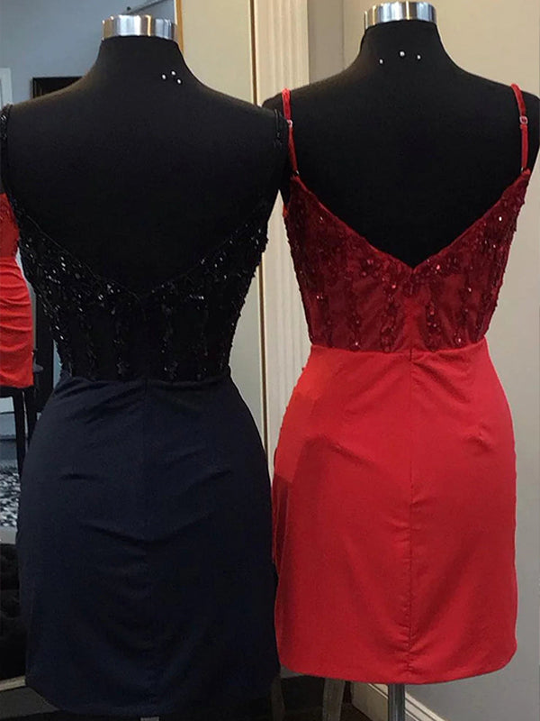 Glitter Corset Satin Asymmetrical Tight Short Homecoming Dress with Sequins