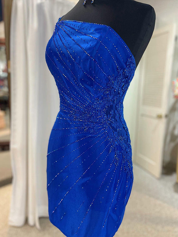 Glitter One Shoulder Tight Homecoming Dress