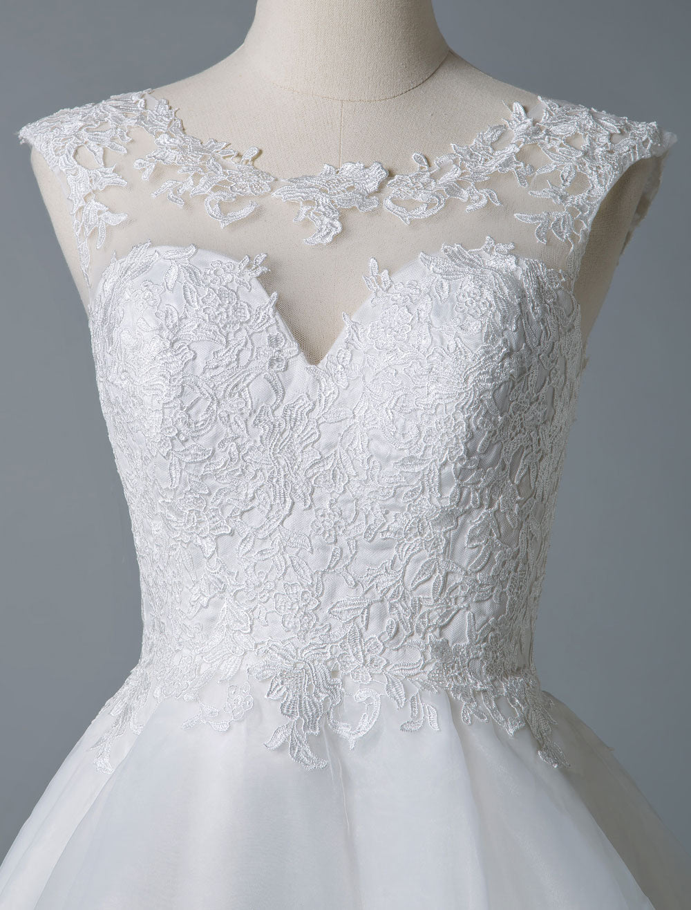 Gorgeous Jewel Sleeveless Lace Ruffles White Short Beach Wedding Dresses