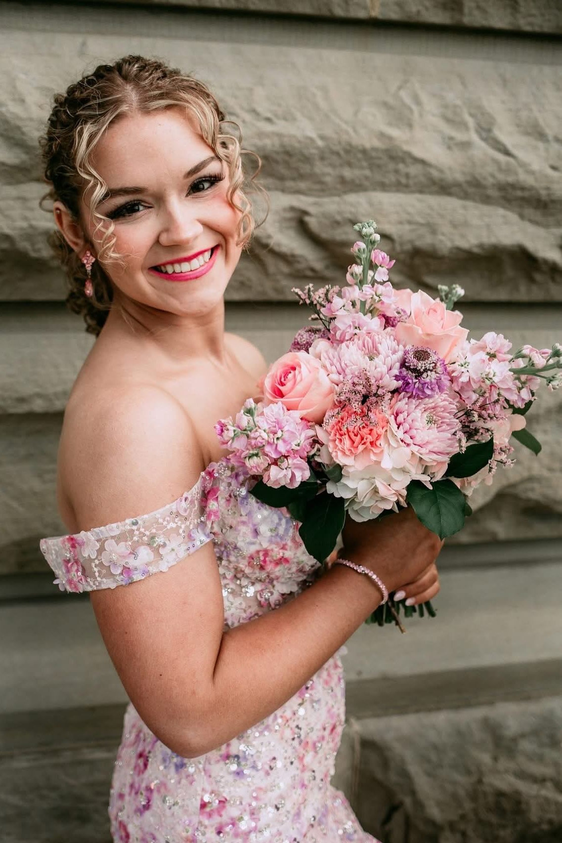 Gorgeous A Line Off the Shoulder Light Pink Corset Prom Dress with Appliques