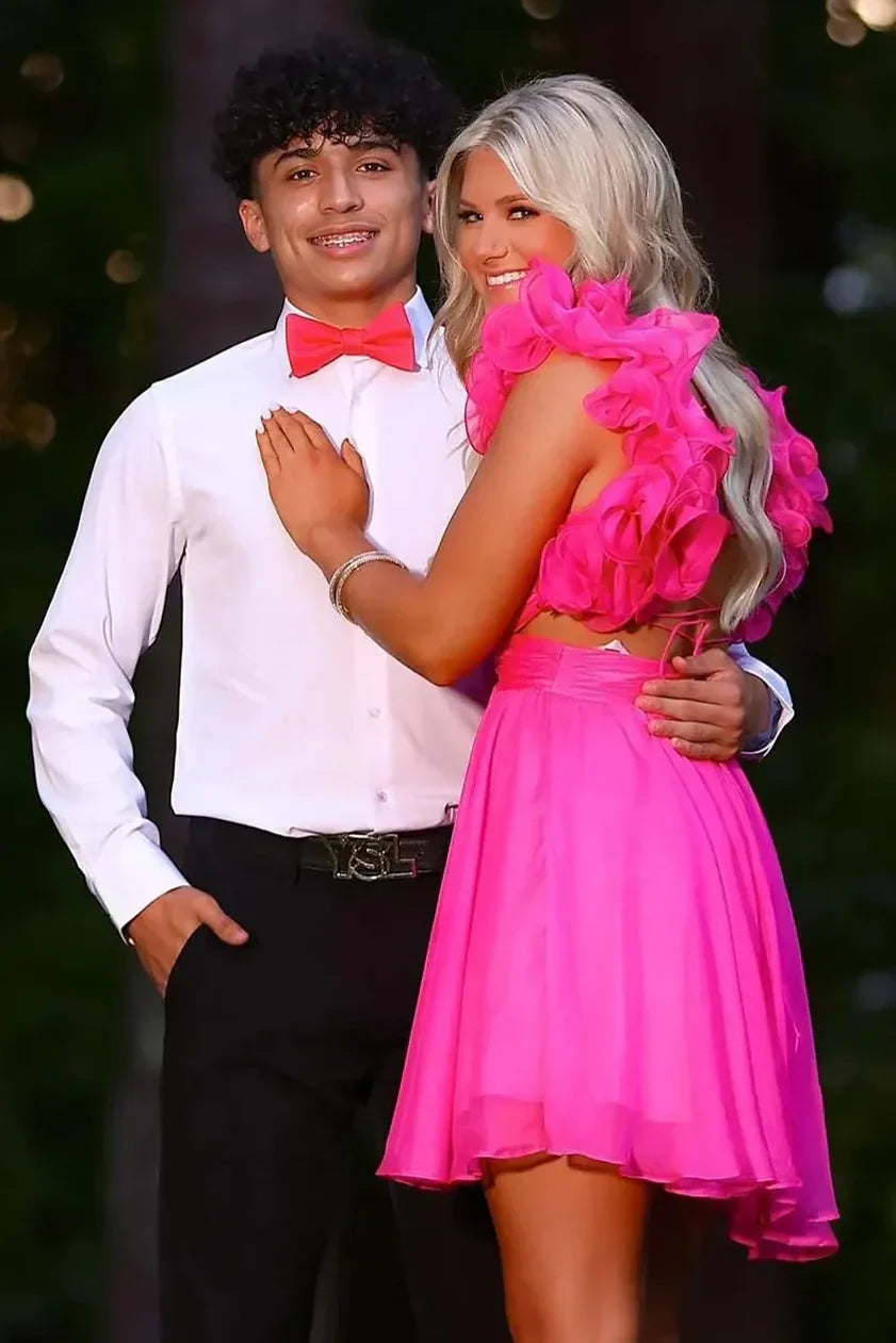 Gorgeous A Line Sweetheart Hot Pink Short Homecoming Dress with 3D Flowers
