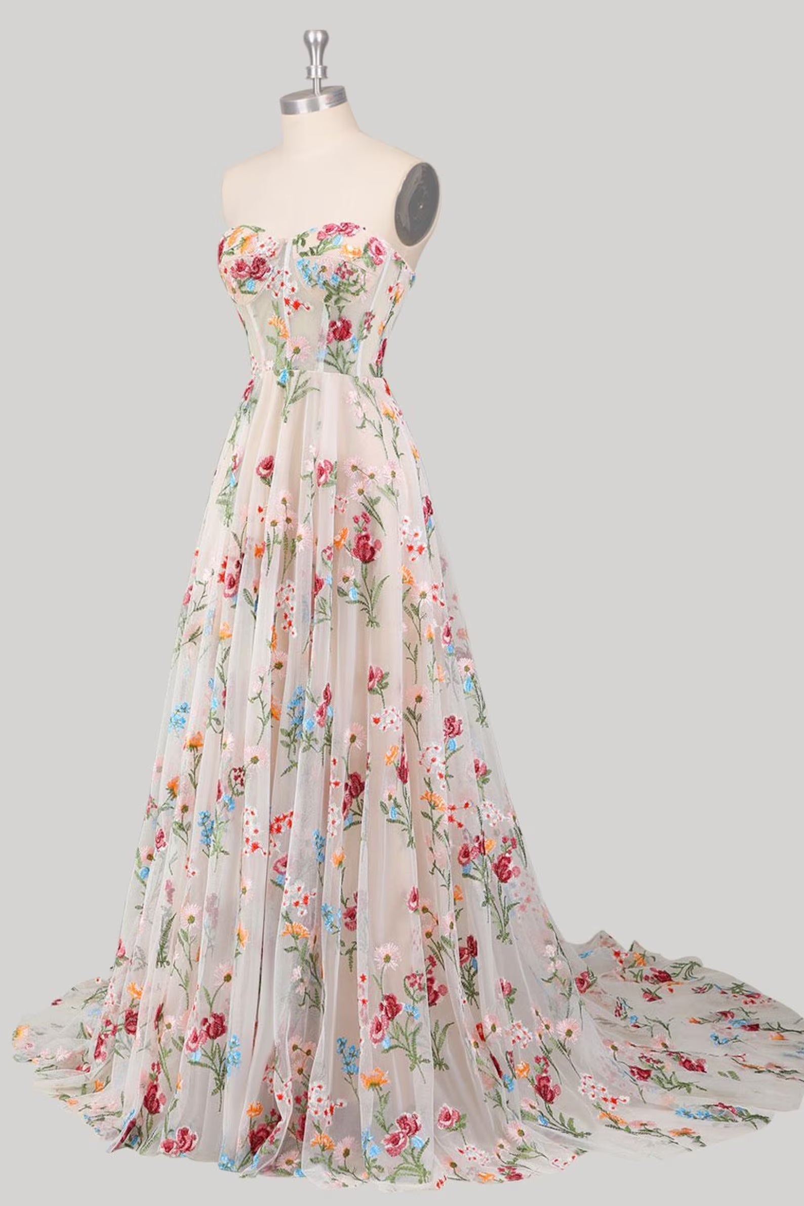 Gorgeous A Line Sweetheart White Long Party Dress with Embroidery