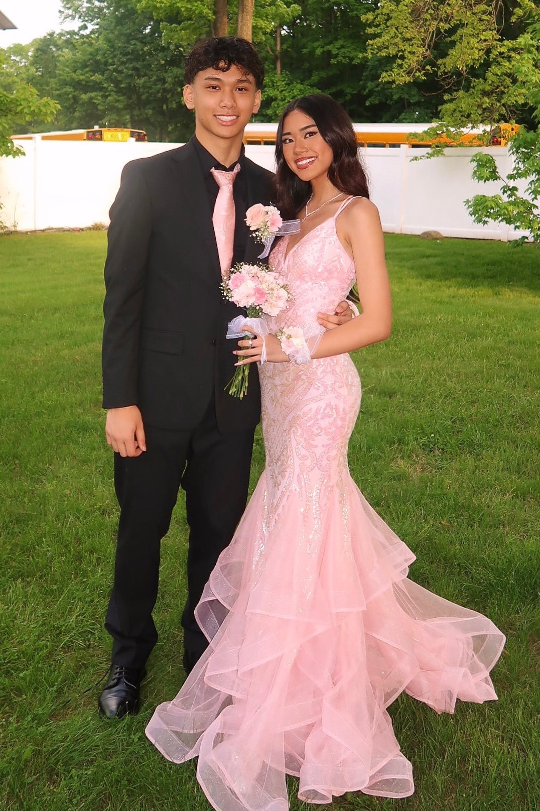Gorgeous Mermaid Spaghetti Straps Pink Long Prom Dress with Embroidery