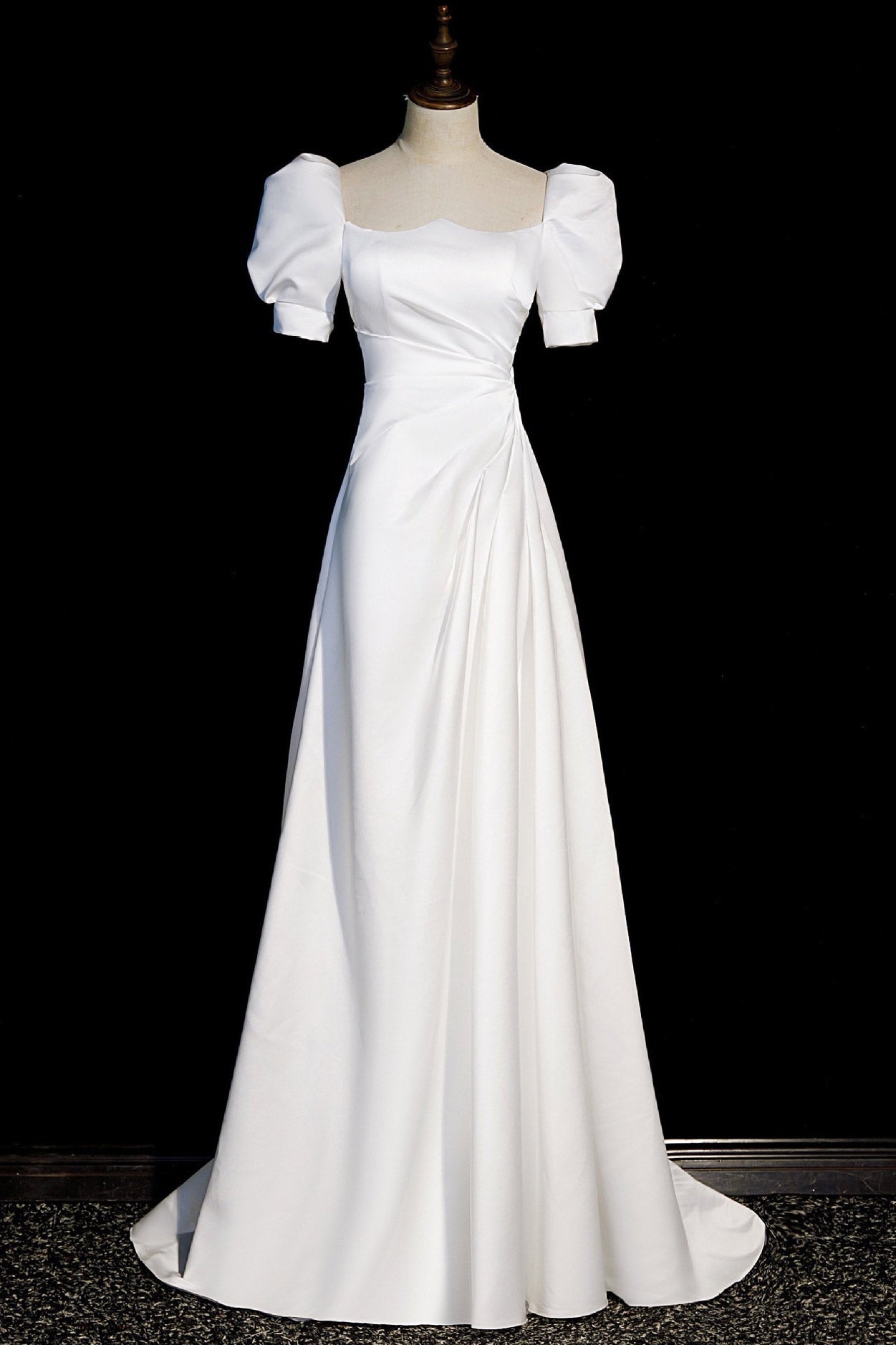 Gorgeous White A-Lin Backless Wedding Dress - Fashionpara