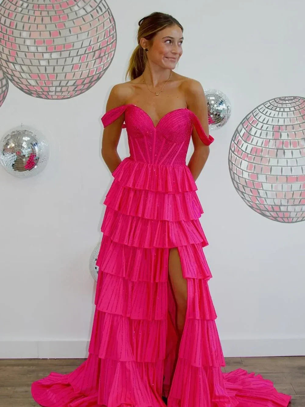 Gorgeous Royal Blue A-Line Off The Shoulder Long Beaded Prom Dress