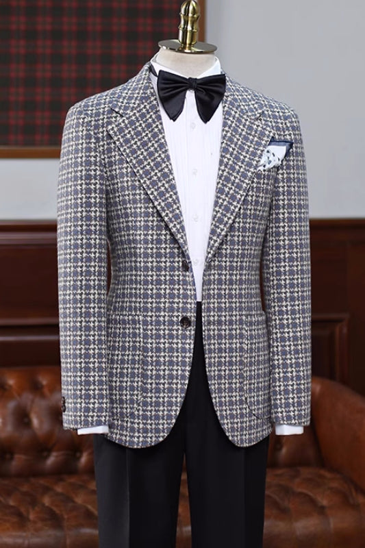Gray Plaid Notched Lapel Prom Suit for Men
