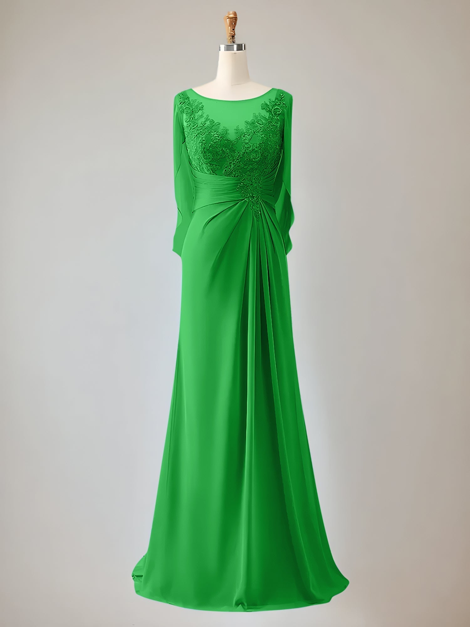 Trumpet/Mermaid Scoop Neck 1/2 Sleeve Chiffon Mother of the Bride Dress With Beadings