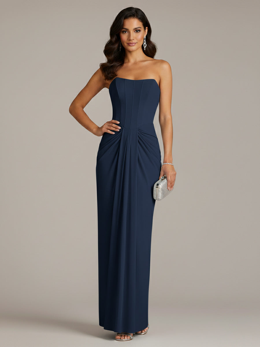 Green Sheath/Column Chiffon Off The Shoulder Sleeveless Floor Length Dresses