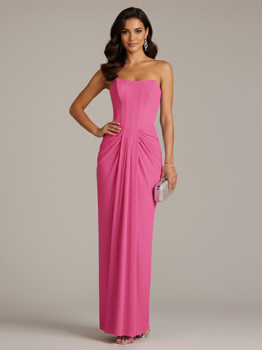 Green Sheath/Column Chiffon Off The Shoulder Sleeveless Floor Length Dresses