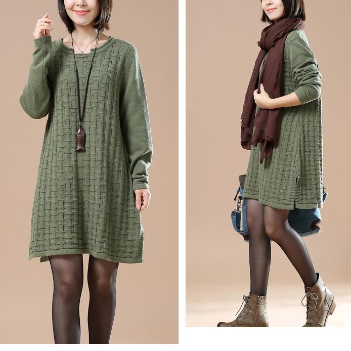 Green oversize new sweaters spring dresses knitted