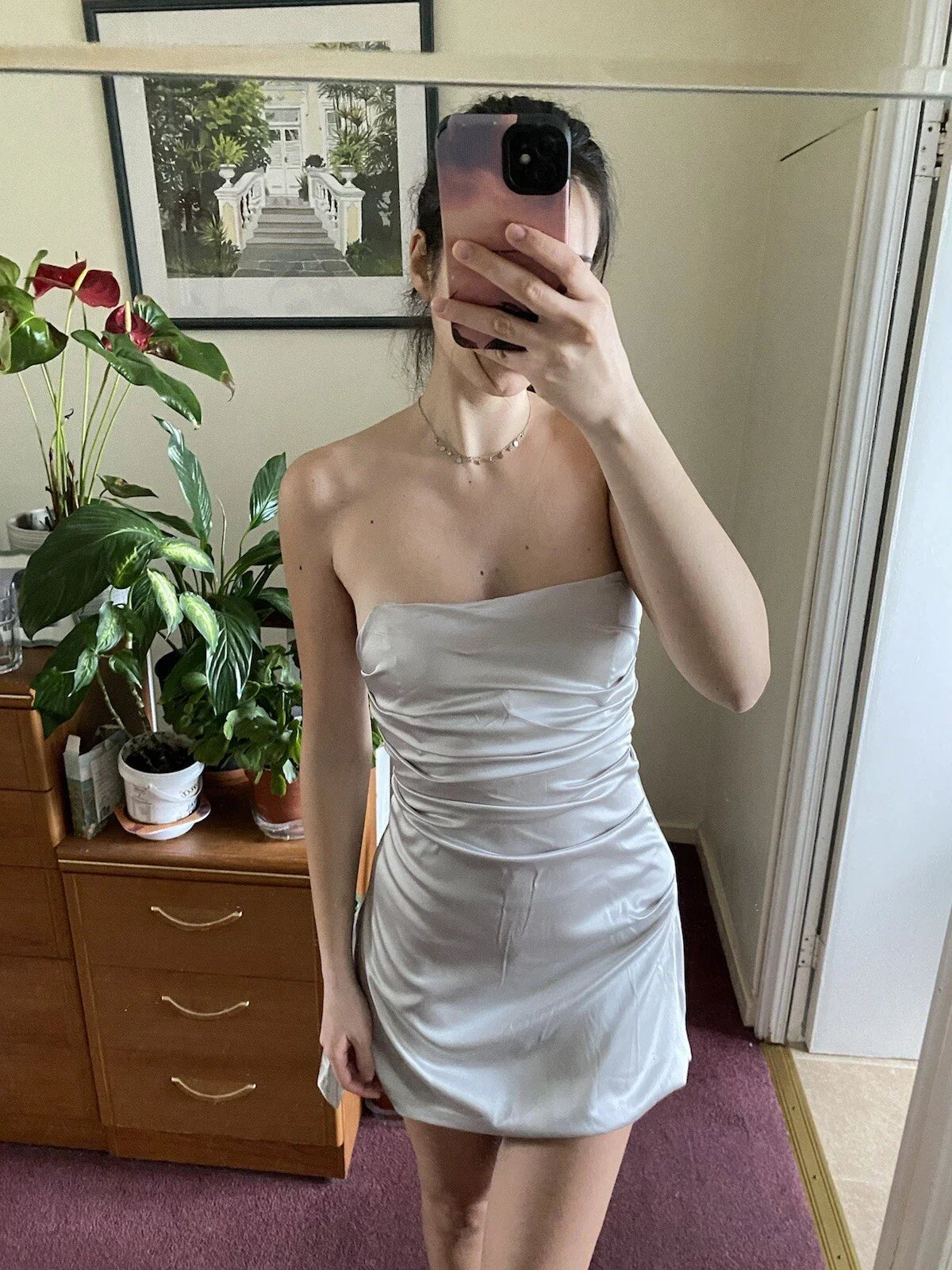 Strapless Satin Short Homecoming Dress